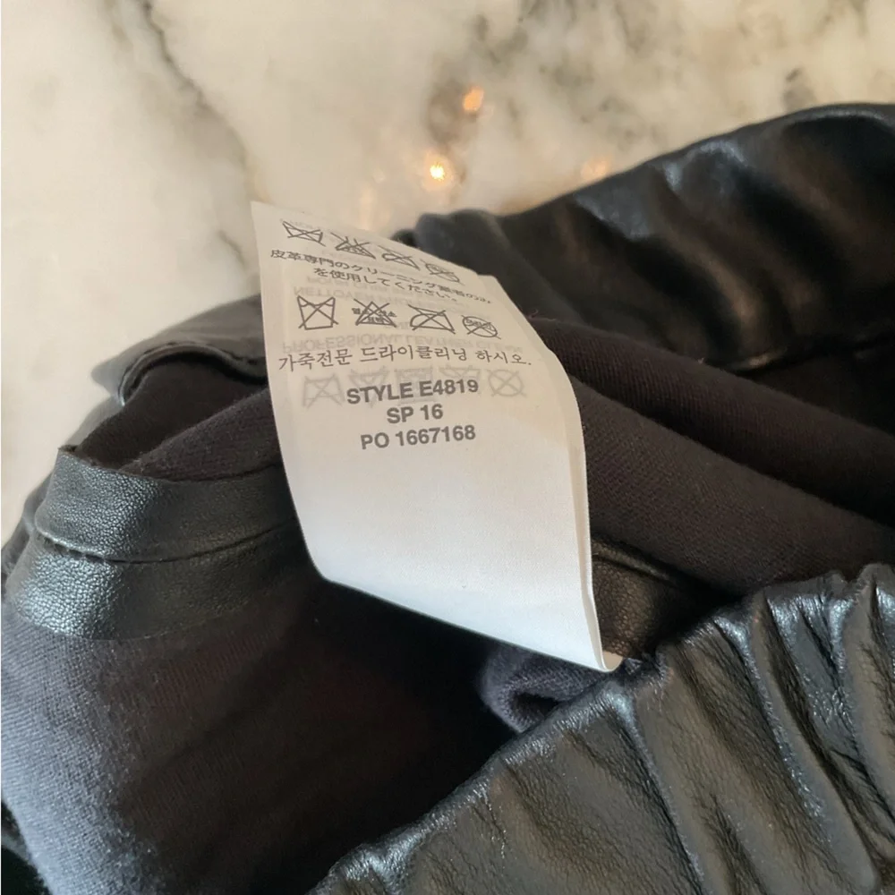 NWOT J Crew Collection Black 100% Leather Stretch Legging Sz 000 seam separated